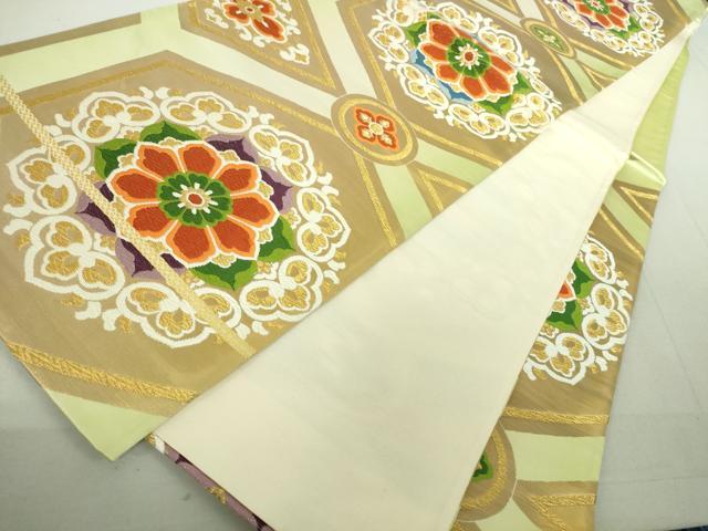 平和屋着物◎六通柄袋帯　唐織　正倉院亀甲花文　金糸　正絹　逸品　DAAJ2717mz
