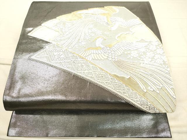 平和屋着物◎六通太鼓柄袋帯　唐織　扇面鳳凰花文　金銀糸　逸品　DAAJ4736tw