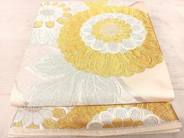 平和屋着物◎六通柄袋帯　唐織　菊　金銀糸　正絹　逸品　AAAZ5990yx