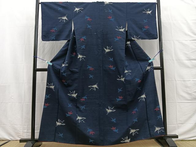 平和屋着物■上質な紬 飛鶴文 正絹 逸品 BAAM8633sa