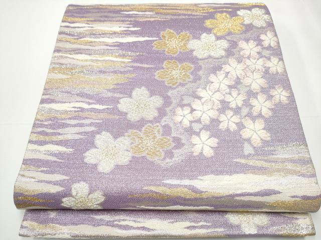 平和屋着物●六通柄袋帯　舞桜文　金銀糸　正絹　逸品　CAAY2751hy