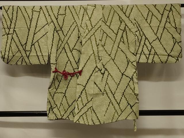 平和屋着物＃道中着　総絞り　竹文　正絹　逸品　CABB1445in