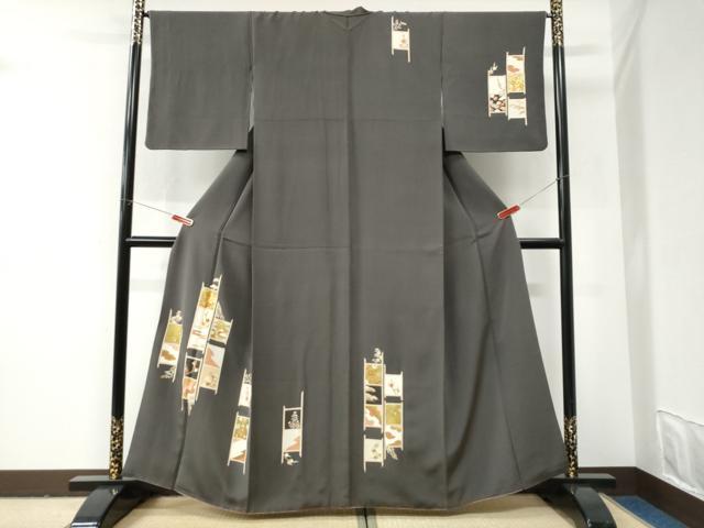 平和屋着物●銀座きしや　訪問着　駒刺繍　吉祥花唐草文　金彩　正絹　逸品　CABI2931yc