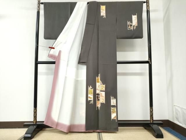 平和屋の平和屋着物●銀座きしや　訪問着　駒刺繍　吉祥花唐草文　金彩　正絹　逸品　CABI2931yc｜アングル2
