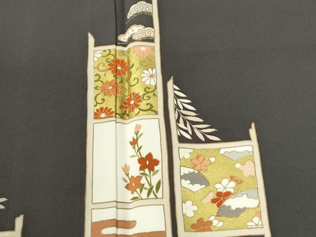平和屋の平和屋着物●銀座きしや　訪問着　駒刺繍　吉祥花唐草文　金彩　正絹　逸品　CABI2931yc｜アングル3