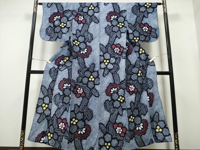 平和屋着物∴夏物　浴衣　有松鳴海絞り　草花文　綿　逸品　CAAY4503ng