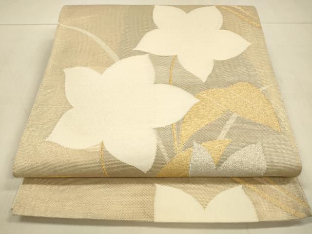 平和屋着物*夏物 六通柄袋帯 草花文 金銀糸 正絹 逸品 DAAT7288cm