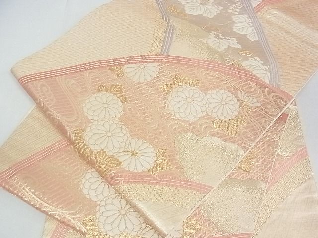 平和屋着物■六通柄袋帯　さがび錦　青海取有織文　金糸　逸品　uw1037