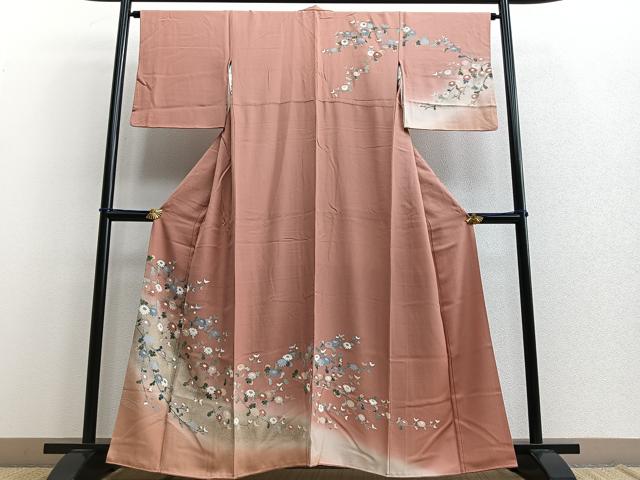 平和屋着物■訪問着 草花文 暈し染め 金彩 正絹 逸品 BAAN5016ev