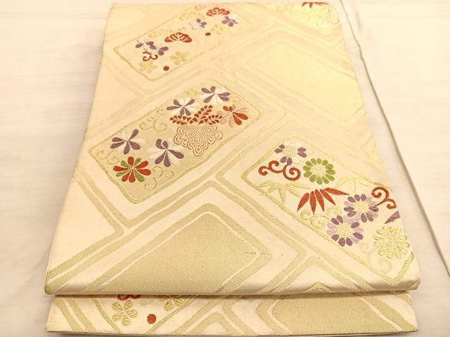 平和屋着物◎六通柄袋帯　唐織　松竹梅　網代文　金銀糸　正絹　逸品　BAAV5160hv