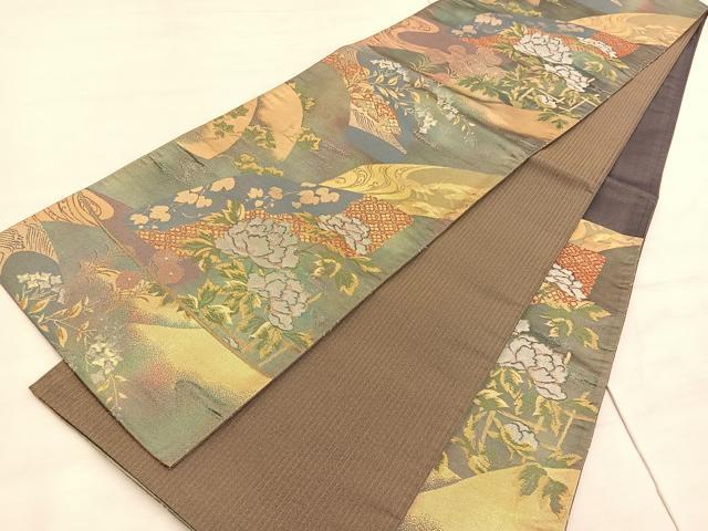 平和屋の平和屋着物◎六通柄袋帯 地紙花文 金糸 正絹 逸品 BAAV5163hv｜アングル3
