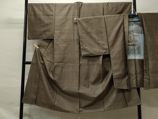 平和屋着物■男性 紬 アンサンブル 吉祥文 正絹 逸品 未使用 CAAN7659oy