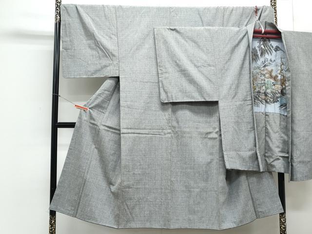 平和屋着物●男性 紬 アンサンブル 霞文 正絹 逸品 CAAY9567th