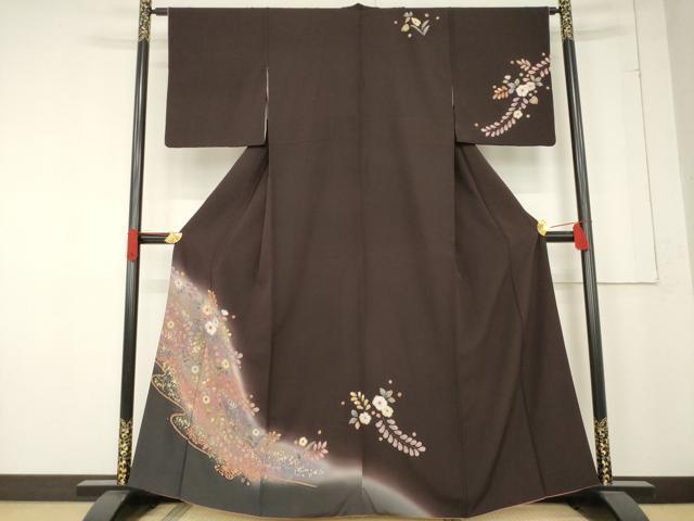 平和屋着物●訪問着　辻が花　絞り　舞花文　暈し染め　正絹　逸品　AABE7775ck