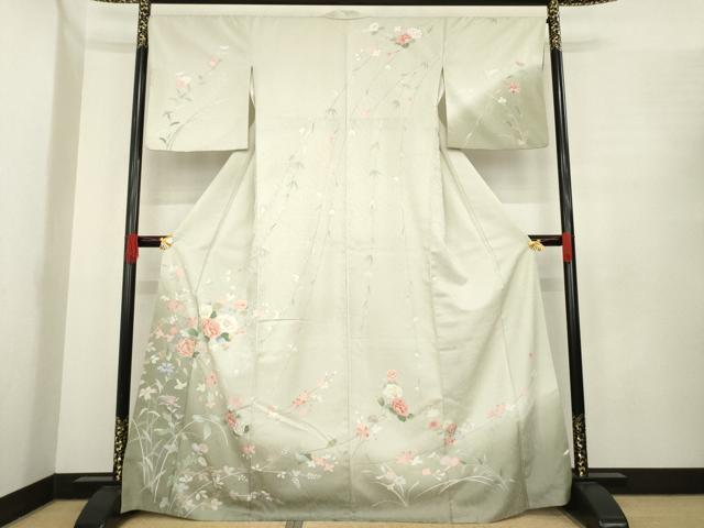 平和屋着物●訪問着　友禅　作家物　枝花文　正絹　逸品　AABE8165ck