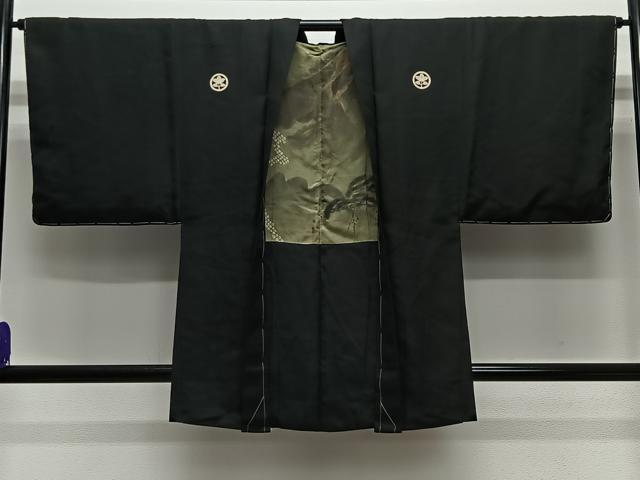 Kimono - 平和屋着物∞男性　羽織　黒紋付　羽裏：風景文　正絹　逸品　未使用　CABE5106ua