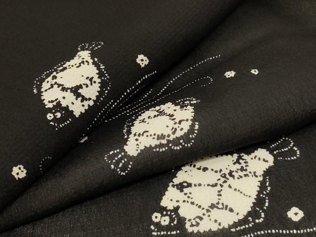 平和屋着物＊夏物　明石ちぢみ　絞り　ヒラメ　反端付き　正絹　逸品　AABD4535jd