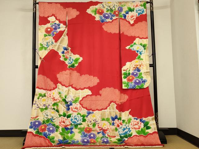 平和屋本店▼掛下 打掛 和装 婚礼 花嫁 結婚式 神社挙式 駒刺繍 雲取り菊文 金彩 逸品 AABE6760ou