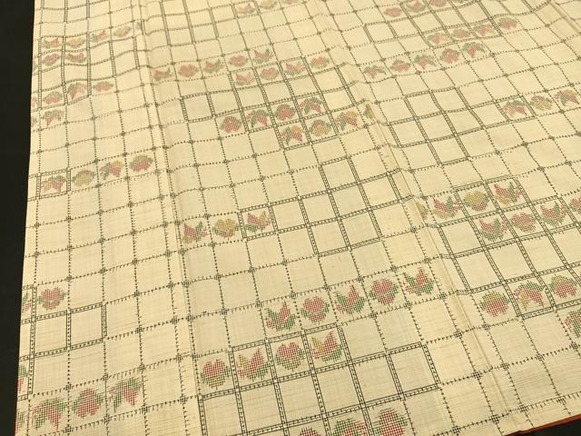 平和屋着物■上質な紬　格子花文　正絹　逸品　BAAN1419ow