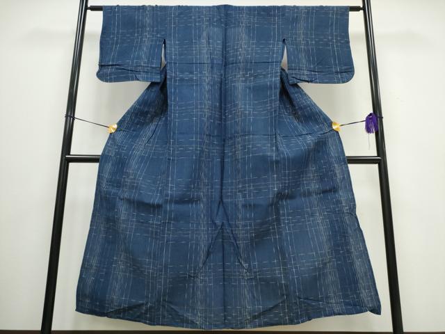 平和屋着物∴夏物　阿波しじら織　浴衣　格子柄　綿　逸品　CAAW0963ng