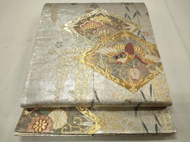 平和屋着物◎六通柄袋帯　鳳凰花菱文　金銀糸　引箔　正絹　逸品　CAAU7962in