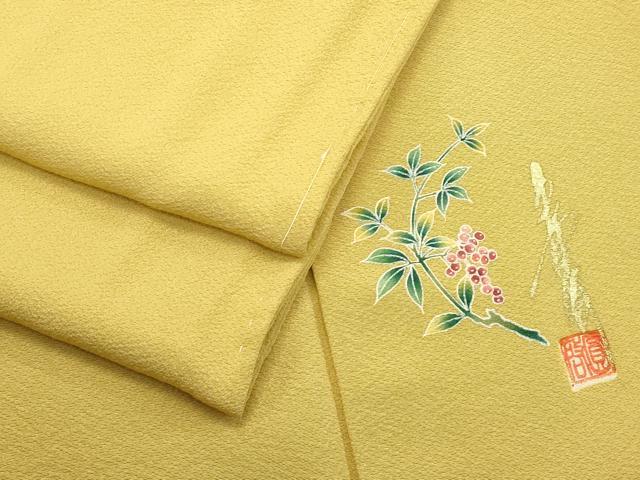 平和屋着物●極上　本草木染作家　圓啓　色無地　芥子色　逸品　未使用　CZAA4573s6