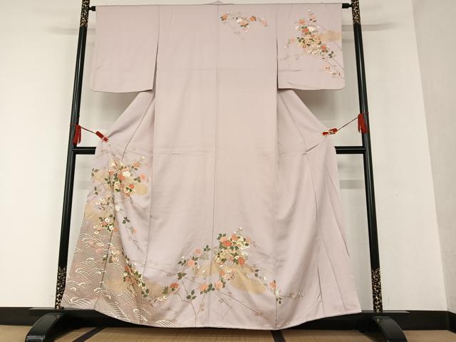 平和屋着物■訪問着 扇面花文 暈し染め 金彩 正絹 逸品 AAAS6241zg