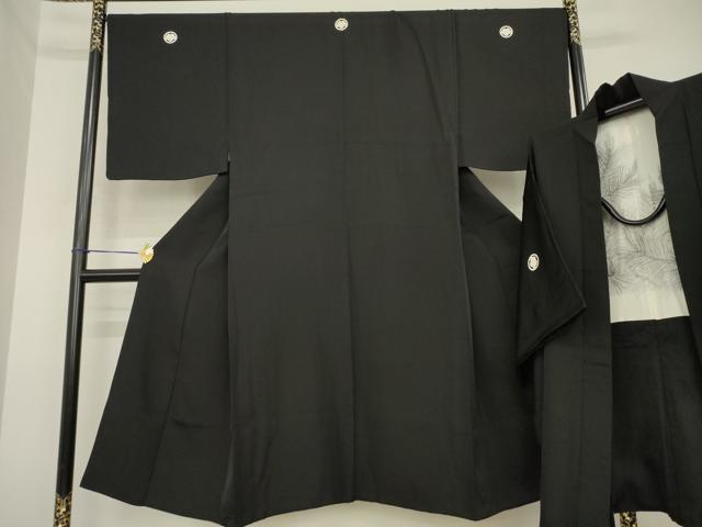Uramono - 平和屋着物●男性　黒紋付・羽織セット　正絹　逸品　AABH2630ck