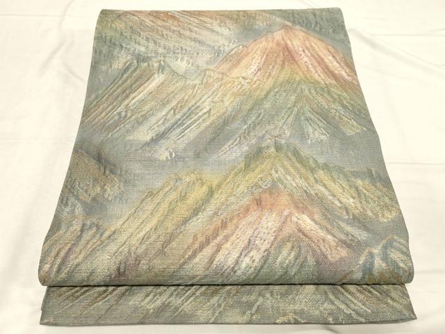 Rakuten - 平和屋着物▼全通柄袋帯 ふくれ織 遠山文 金糸 正絹 逸品 CABC4579dy