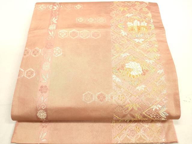 其它 - 平和屋着物◎六通柄袋帯　吉祥花菱文　金糸　正絹　逸品　DAAX2223xg