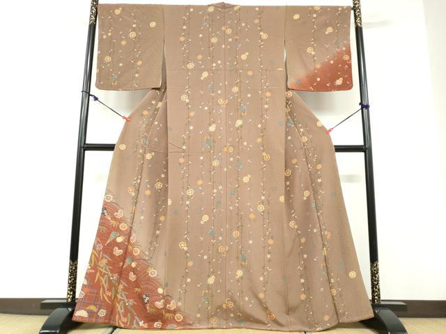 Rakuten - 平和屋着物●訪問着　花蝶文　暈し染め　金彩　正絹　逸品　未使用　DABD9777ud