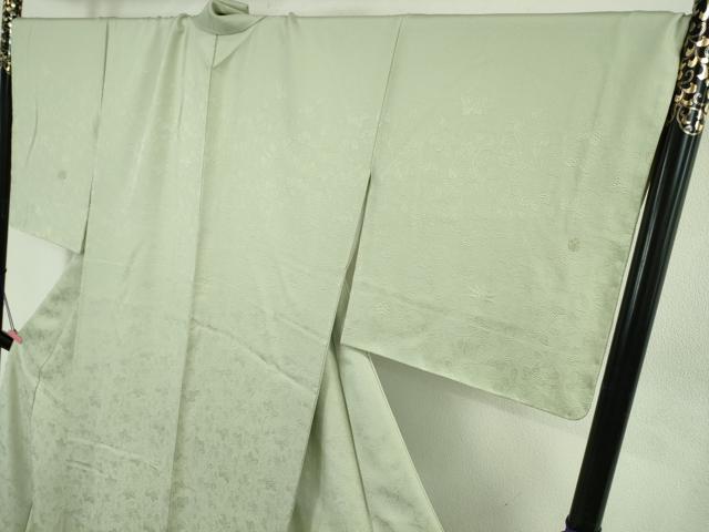 平和屋の平和屋着物●極上　無地絵羽訪問着　桐唐草地紋　色無地　柳鼠色　反端付き　ロング丈　逸品　未使用　DZAB4852kh6｜アングル3
