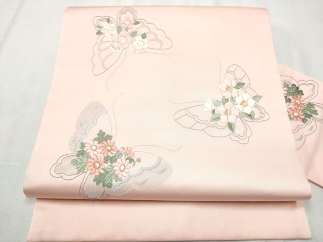 Rakuten - 平和屋着物●中国三大刺繍　相良刺繍　総刺繍　塩瀬　九寸名古屋帯　花蝶文　正絹　逸品　CABD0696hy
