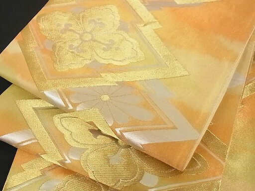 平和屋着物■六通柄袋帯 松皮菱花文 金銀糸 正絹 逸品 A-uw2038 平和屋着物■六通柄袋帯 松皮菱花文 金銀糸 正絹 逸品 A-uw2038