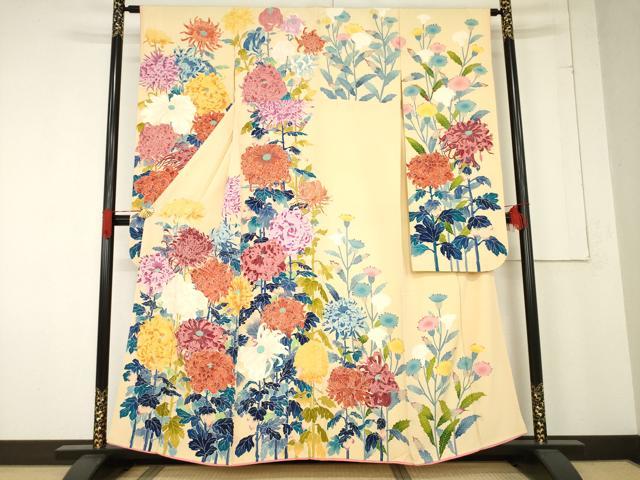 平和屋着物●本加賀友禅作家 金丸水明 振袖 草花文 正絹 逸品 AABE7788ck