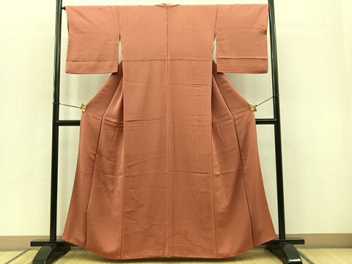 平和屋着物■付下げ 色無地 流水文箱花地紋 雀茶色 正絹 逸品 BAAR8877wb 平和屋着物■付下げ 色無地 流水文箱花地紋 雀茶色 正絹 逸品 BAAR8877wb