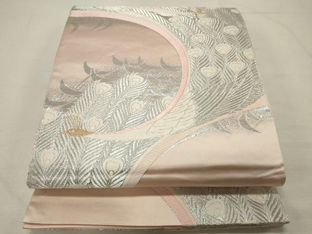 平和屋着物◎六通柄袋帯　唐織　孔雀文　金銀糸　正絹　逸品　CAAR8788in