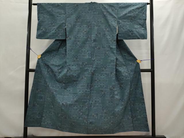 平和屋着物■本場大島紬　7マルキ　幾何学菱文　正絹　逸品　未使用　AAAZ3924ru