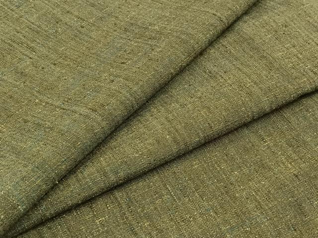 平和屋着物▽男性　紬　単衣　根岸色　正絹　逸品　AABB6223jh