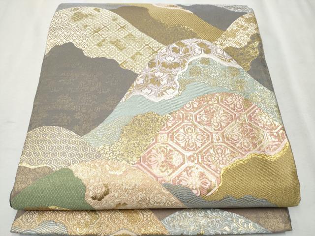 平和屋着物●六通柄袋帯　唐織　遠山吉祥花文　金糸　正絹　逸品　CAAW4557hy