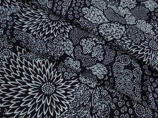 平和屋着物∴夏物　浴衣　綿絽　注染　立涌草花文　綿　逸品　CABH7891ze