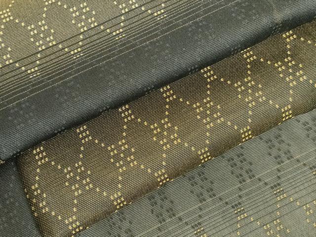 平和屋着物＊夏物　お召　紗　網目文　黒地　正絹　逸品　DABH0302op