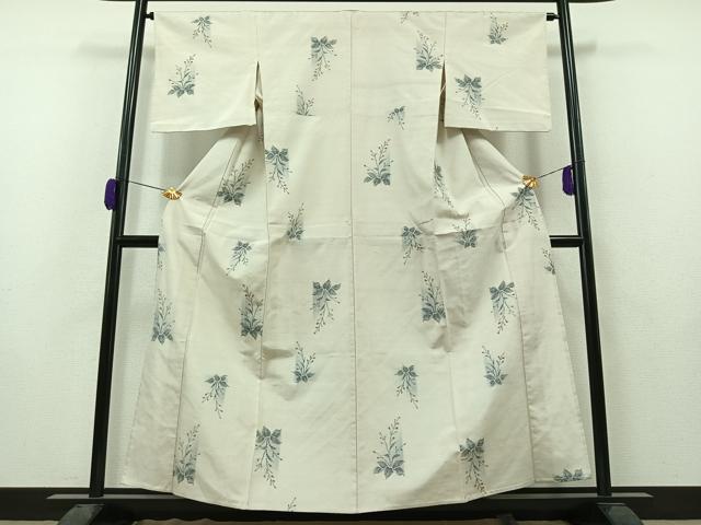 平和屋の平和屋着物▽上質な紬 単衣 草花文 正絹 逸品 AAAZ0709jh｜アングル2