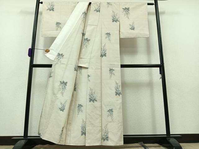 平和屋の平和屋着物▽上質な紬 単衣 草花文 正絹 逸品 AAAZ0709jh｜アングル3
