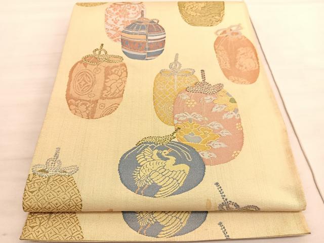 平和屋着物◎六通柄袋帯　仕覆文　金糸　正絹　逸品　BAAV5232hv