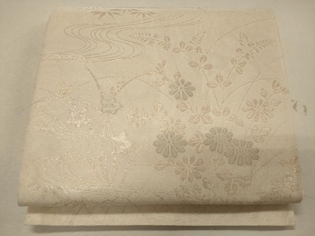 乐天商城 - 平和屋着物＊夏物　六通柄袋帯　流水草花文　金糸　正絹　逸品　CAAW9056oy
