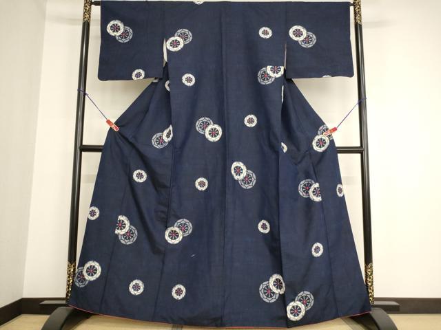 平和屋着物■上質な紬　源氏車文　正絹　逸品　AAAY2543ja