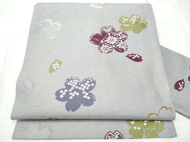 平和屋着物●九寸名古屋帯　唐織　古代貝紫　舞桜文　正絹　逸品　CAAW4580hy