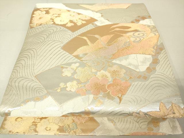 Rakuten - 平和屋着物◎六通柄袋帯　地紙飛鶴草花文　金銀糸　正絹　逸品　DAAL6042fc