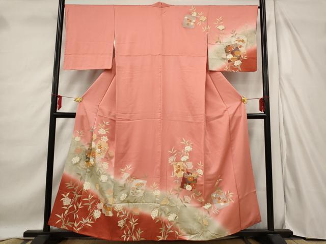 Rakuten - 平和屋着物■訪問着　色紙重ね花文　暈し染め　金彩　正絹　逸品　AABD6170st